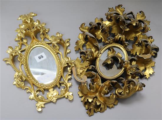 Two small Florentine style gilt carved wood wall mirrors